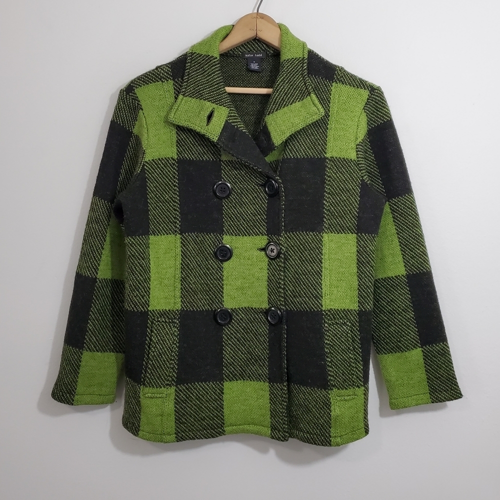 Katie Todd Green Plaid Wool Double Breasted Jacket
